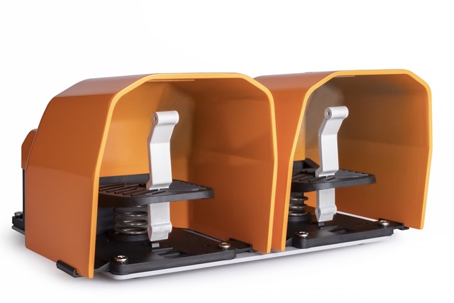 PDK Series Metal Protection (1NO+1NC)+(1NO+1NC) with Hole for Metal Bar Double Orange Plastic Foot Switch